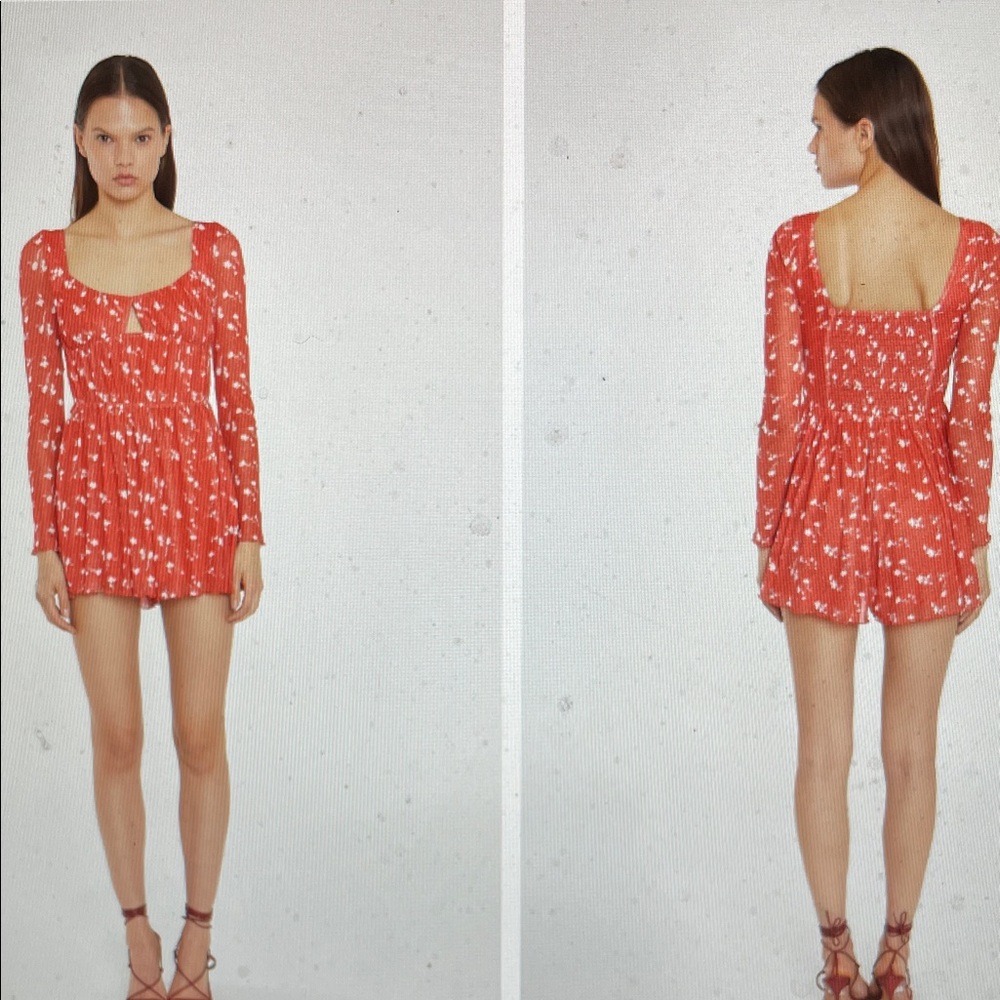 Glamorous Red Floral Long Sleeve play suit - nwt
